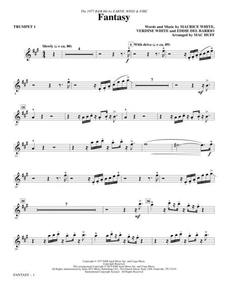 Fantasy Arr Mac Huff Trumpet 1 Sheet Music