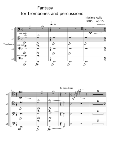 Free Sheet Music Fantasy For Trombones Percussion Set Of Parts