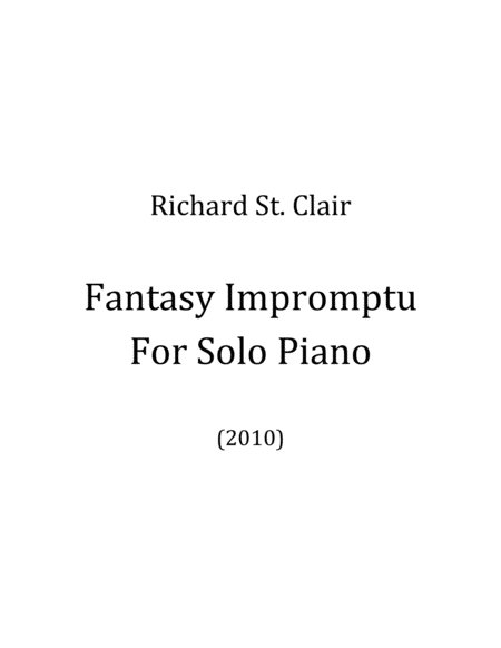 Fantasy Impromptu For Solo Piano Sheet Music