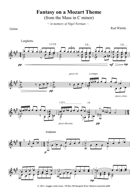 Fantasy On A Mozart Theme Sheet Music