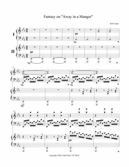 Free Sheet Music Fantasy On Away In A Manger