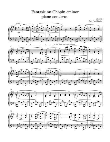 Fantasy On Chopins Piano Concerto In E Sheet Music