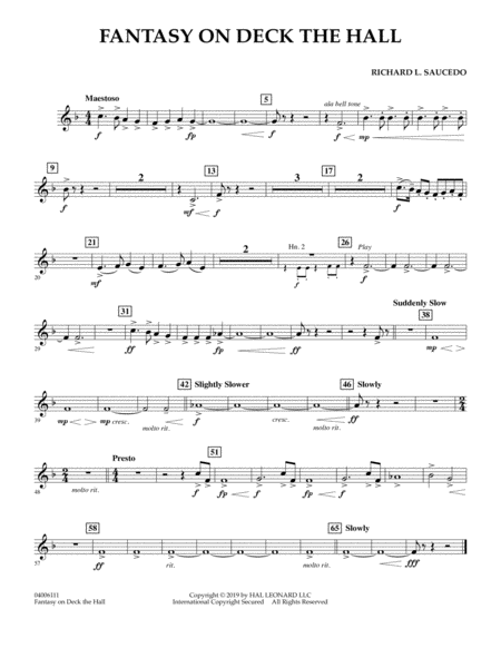 Free Sheet Music Fantasy On Deck The Hall Bb Trumpet 3