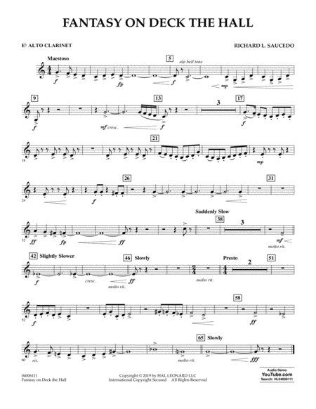 Fantasy On Deck The Hall Eb Alto Clarinet Sheet Music