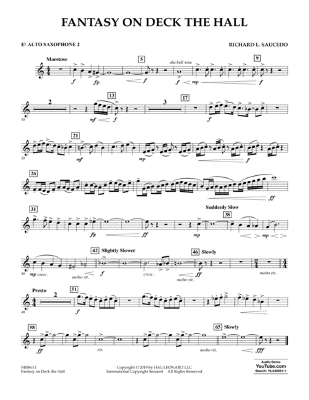 Fantasy On Deck The Hall Eb Alto Saxophone 2 Sheet Music