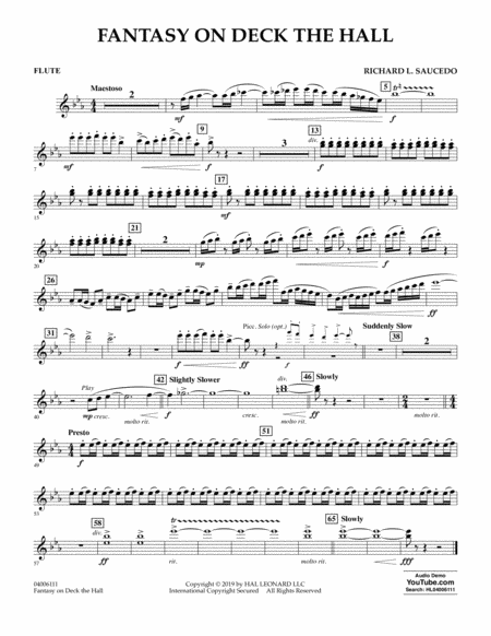 Free Sheet Music Fantasy On Deck The Hall Flute