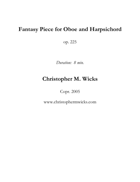 Fantasy Piece For Oboe And Harpsichord Sheet Music