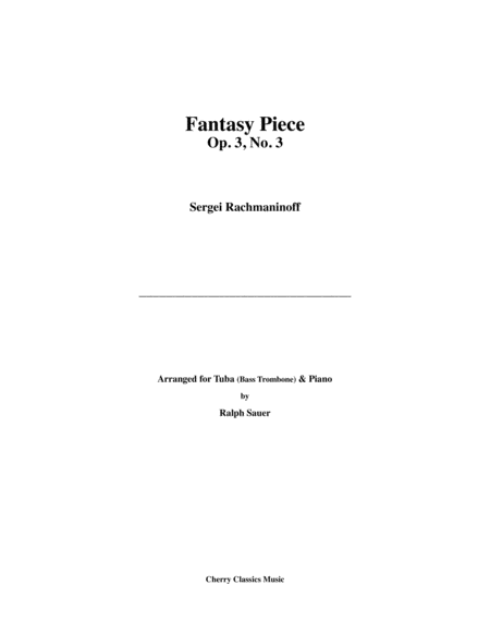 Fantasy Piece Op 3 No 3 For Solo Tuba Or Bass Trombone And Piano Sheet Music
