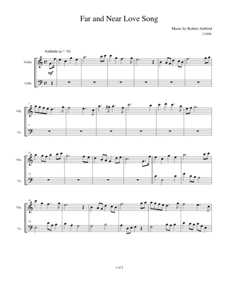 Free Sheet Music Far And Near Love Song Violin And Cello