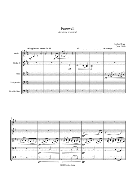 Free Sheet Music Farewell For String Orchestra