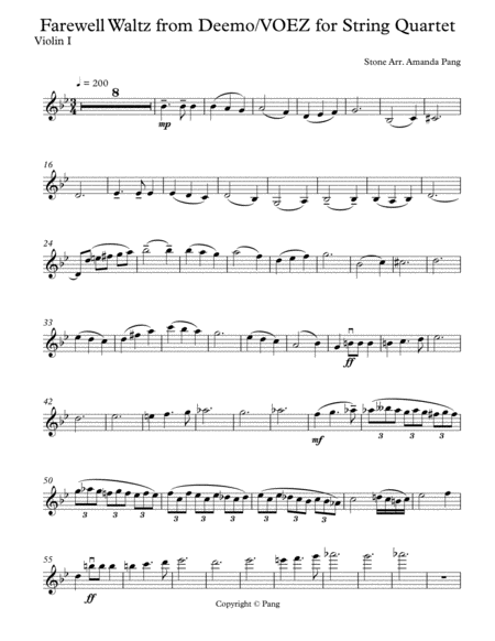 Farewell Watlz By Stone From Voez Deemo Sheet Music