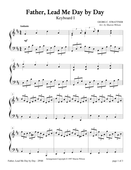 Father Lead Me Day By Day 2 Pianos 4 Hands Sheet Music