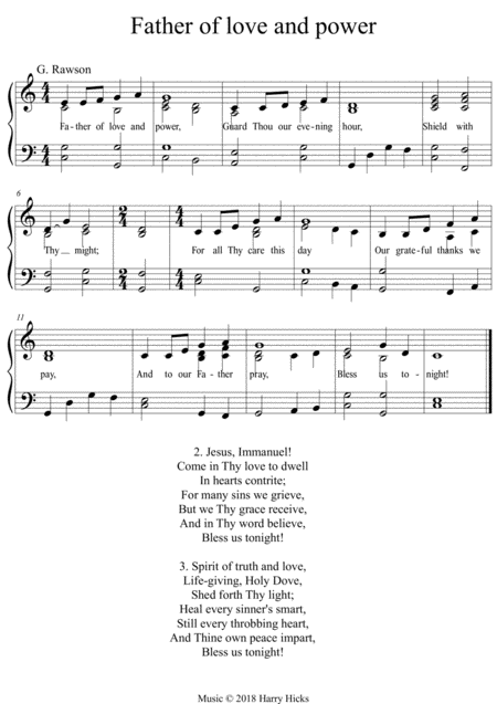 Free Sheet Music Father Of Love And Power A New Tune To A Wonderful Old Hymn