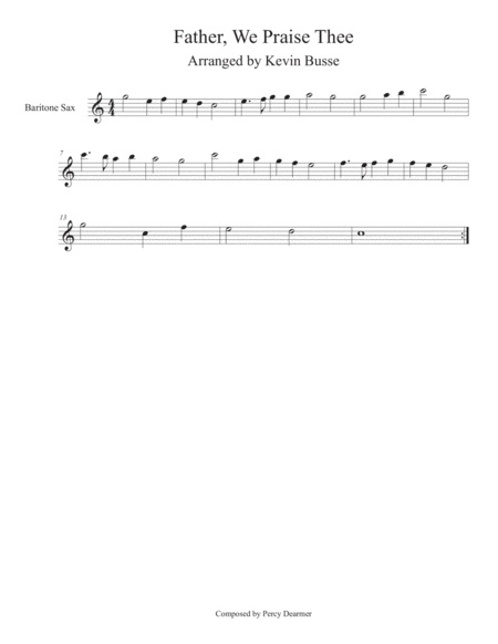 Father We Praise Thee Easy Key Of C Bari Sax Sheet Music