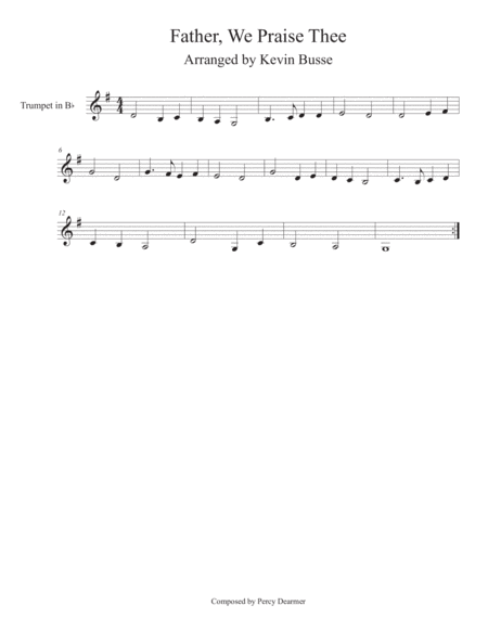 Free Sheet Music Father We Praise Thee Trumpet