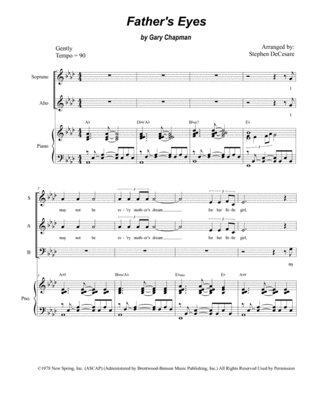 Free Sheet Music Fathers Eyes For Sab