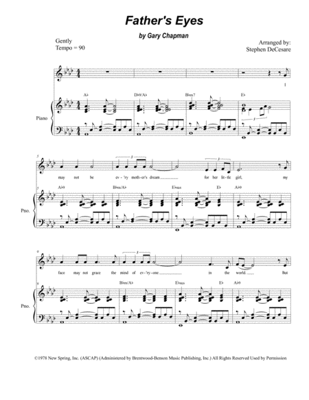 Fathers Eyes For Vocal Solo Sheet Music