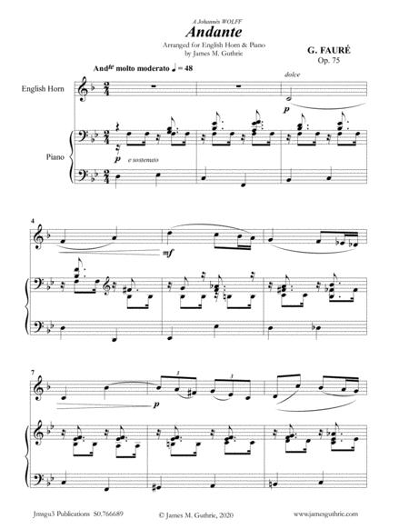 Faur Andante Op 75 For English Horn Piano Sheet Music