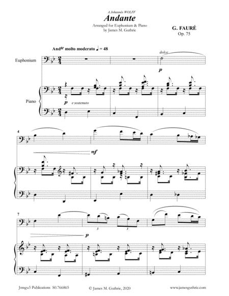 Faur Andante Op 75 For Euphonium Piano Sheet Music