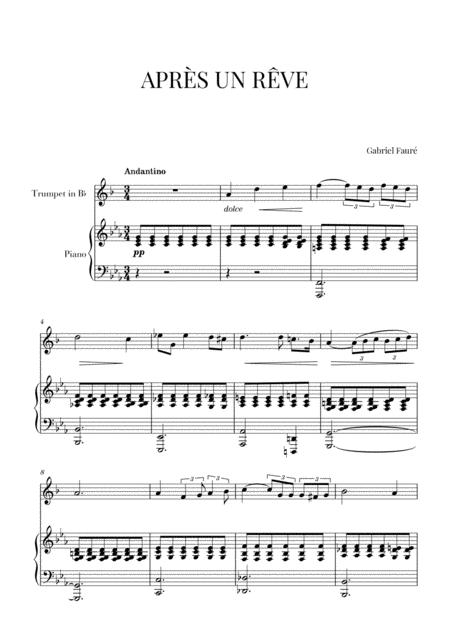 Faur Aprs Un Rve For Trumpet And Piano Sheet Music