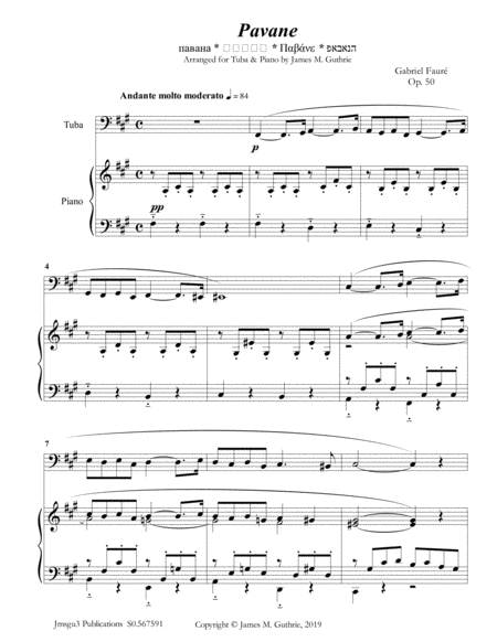 Free Sheet Music Faur Pavane Op 50 For Tuba Piano