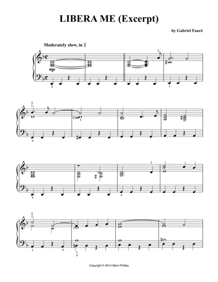 Faur Requiem Libera Me Excerpt Sheet Music