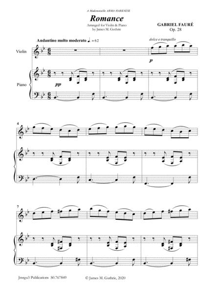 Free Sheet Music Faur Romance Op 28 For Violin Piano