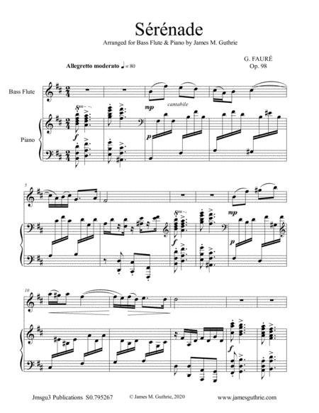 Faur Srnade Op 98 For Bass Flute Piano Sheet Music