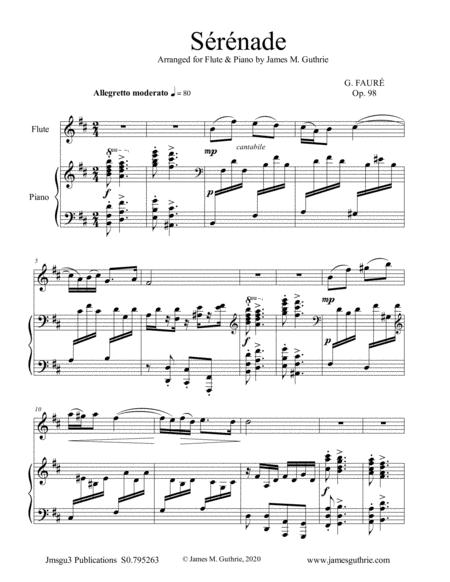 Faur Srnade Op 98 For Flute Piano Sheet Music