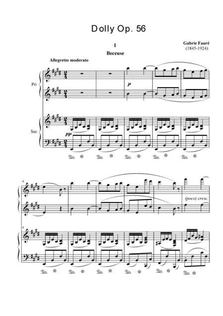 Free Sheet Music Faure Dolly Suite Op 56 For Four Hands Piano