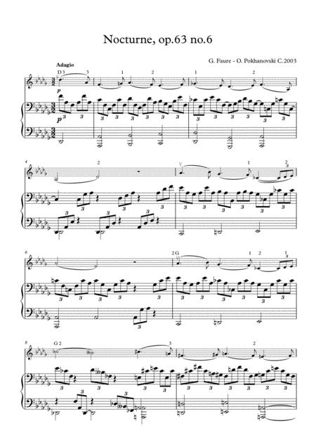 Free Sheet Music Faure Nocturne In D Flat Op 63 6 For Violin And Piano