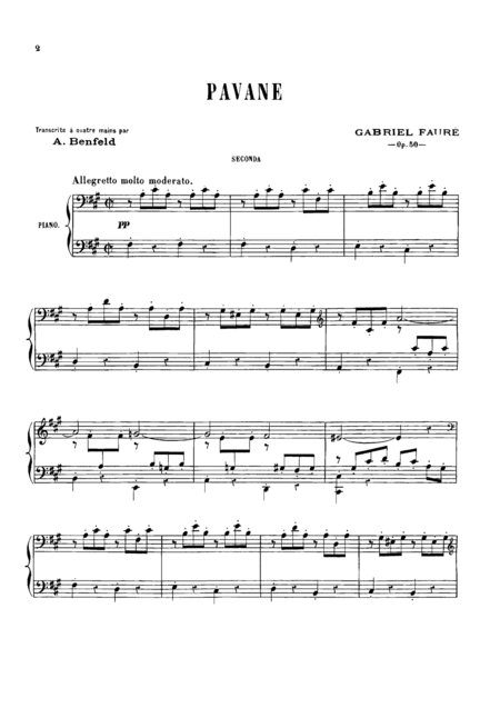 Faure Pavane For Piano Duet 1 Piano 4 Hands Pf801 Sheet Music