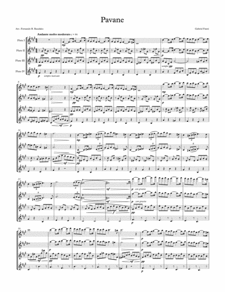 Free Sheet Music Faure Pavane Op 50 Flute Quartet