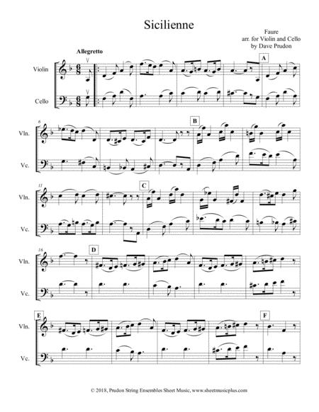 Free Sheet Music Faure Sicilenne For Violin And Cello