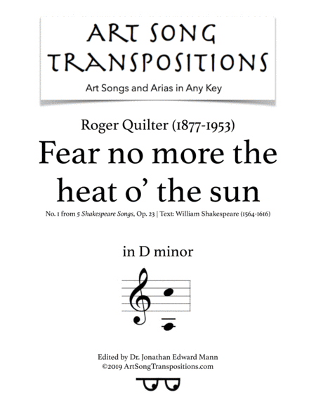 Fear No More The Heat O The Sun Op 23 No 1 D Minor Sheet Music