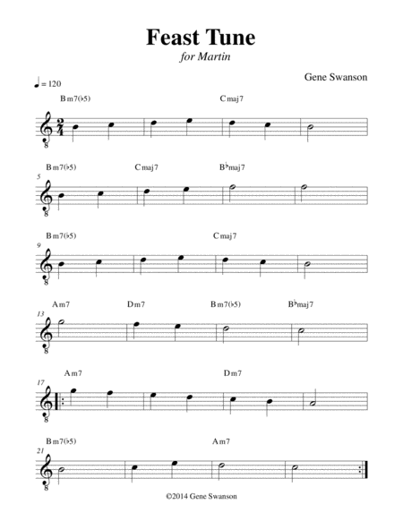 Feast Tune Play Along Sheet Music