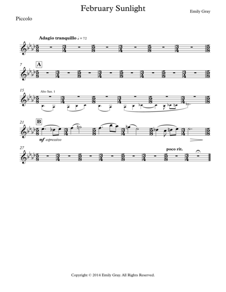 Free Sheet Music February Sunlight Wind Orchestra Parts