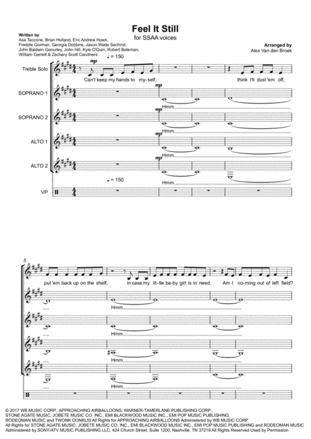 Feel It Still Ssaa Sheet Music