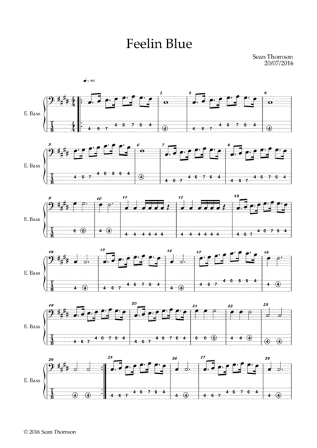 Free Sheet Music Feelin Blue Bass Guitar