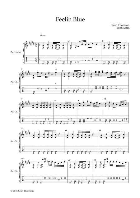 Free Sheet Music Feelin Blue Guitar