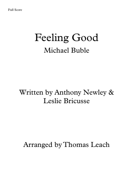 Feeling Good Michael Buble 5 Piece Ensemble Piano Keyboard Guitar Bass Drums Sheet Music