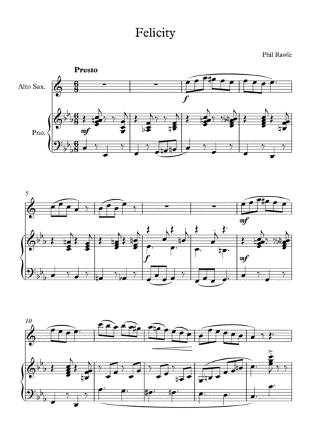 Free Sheet Music Felicity Alto Sax Piano