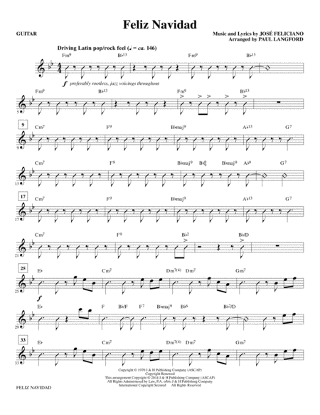 Free Sheet Music Feliz Navidad Arr Paul Langford Guitar