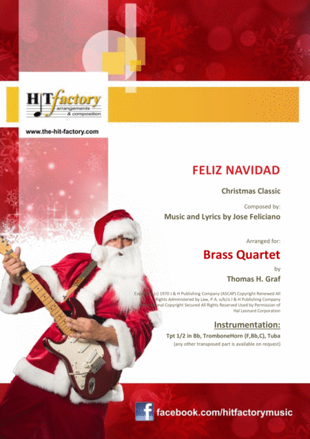 Feliz Navidad Christmas Classic Brass Quartet Sheet Music