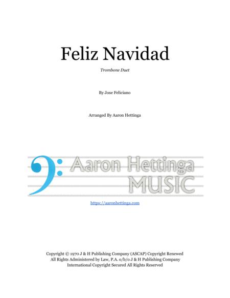 Feliz Navidad Easy Trombone Duet Sheet Music