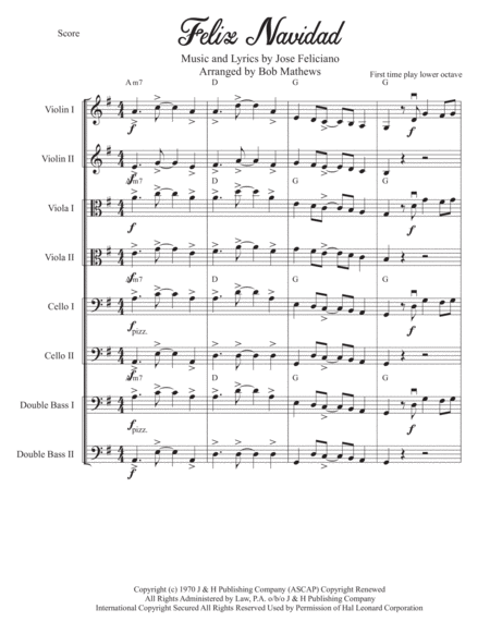 Feliz Navidad For Strings Sheet Music