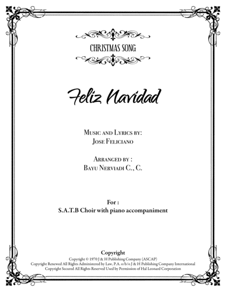 Free Sheet Music Feliz Navidad Satb With Piano Accompaniment