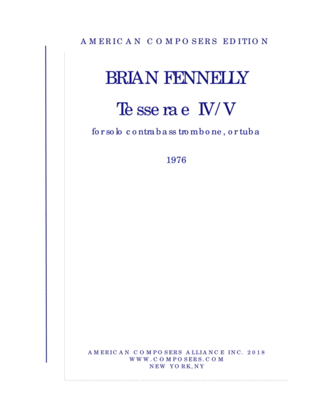 Fennelly Tesserae Iv V Sheet Music