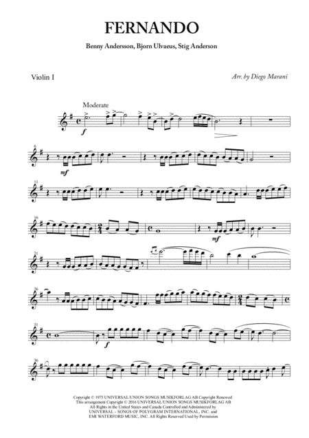 Fernando By Abba For String Quartet Sheet Music