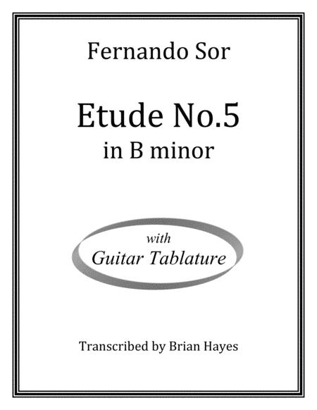 Fernando Sor Study No 5 In B Minor With Tablature Sheet Music